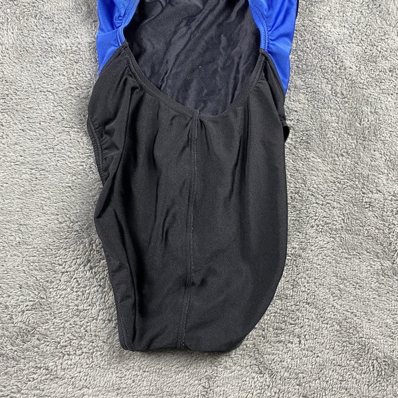Speedo Racerback Swimsuit Womens 14 Black Blue One Piece - Picture 13 of 15